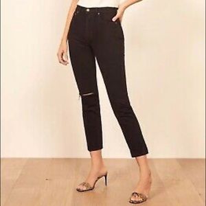 Reformation Julia High Cigarette Jean, Black, Size 26